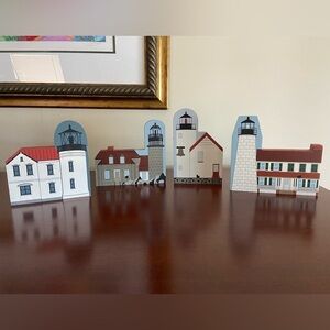 Set of 4 CATS MEOW Lighthouses Bass Harbor, Turkey Point, Admiralty, Matinicus